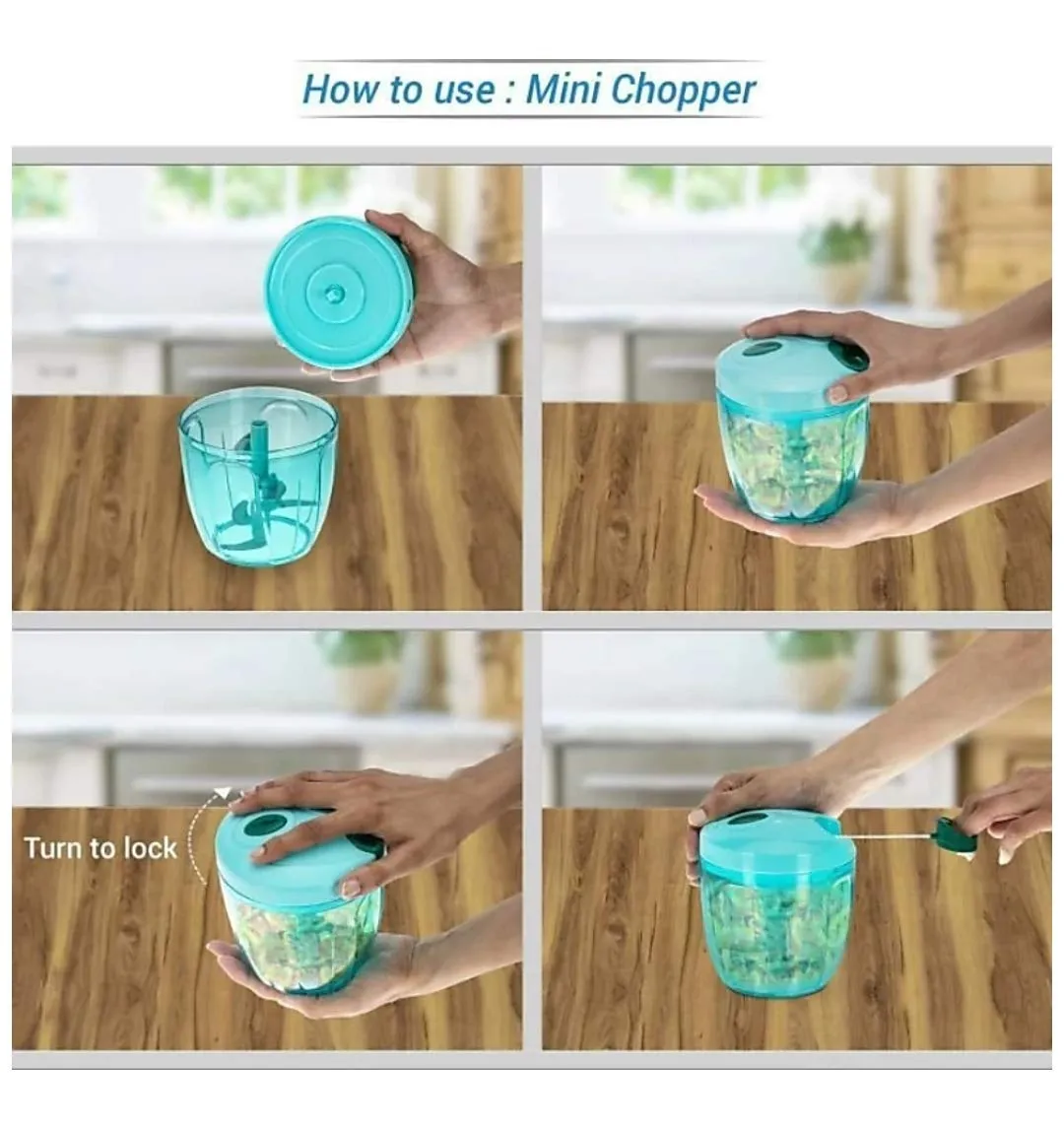0065 Manual Stainless Steel Compact Extra Sharp Hand Held Vegetable Chopper/Slicer with 5 Blades