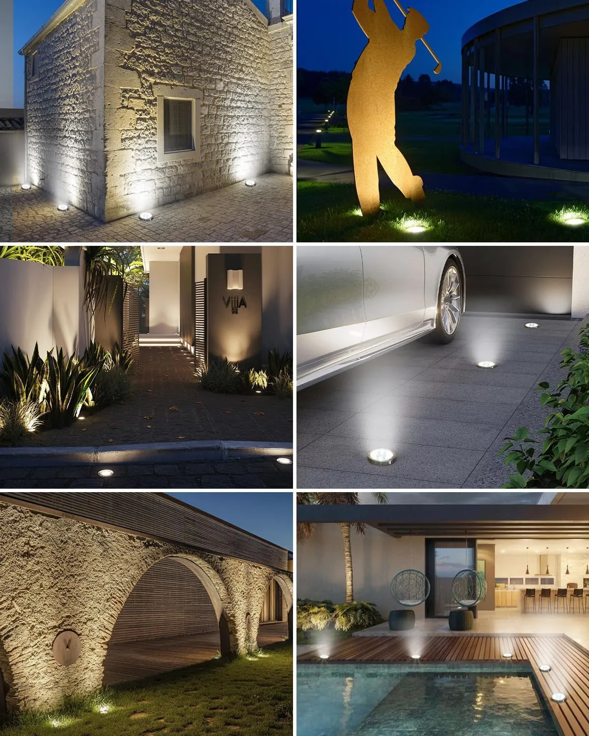 16 Pack Solar Ground Lights Outdoor, 8 LED Solar Disc Lights IP65 Waterproof Flat Solar Lights, Pathway Lights Solar Powered for Garden Lawn Patio Yard Path Landscape, Cool White