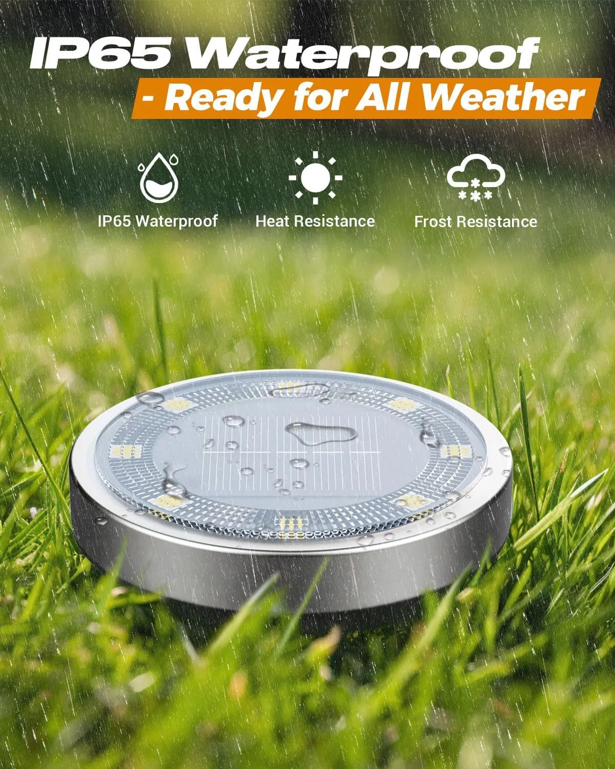 16 Pack Solar Ground Lights Outdoor, 8 LED Solar Disc Lights IP65 Waterproof Flat Solar Lights, Pathway Lights Solar Powered for Garden Lawn Patio Yard Path Landscape, Cool White