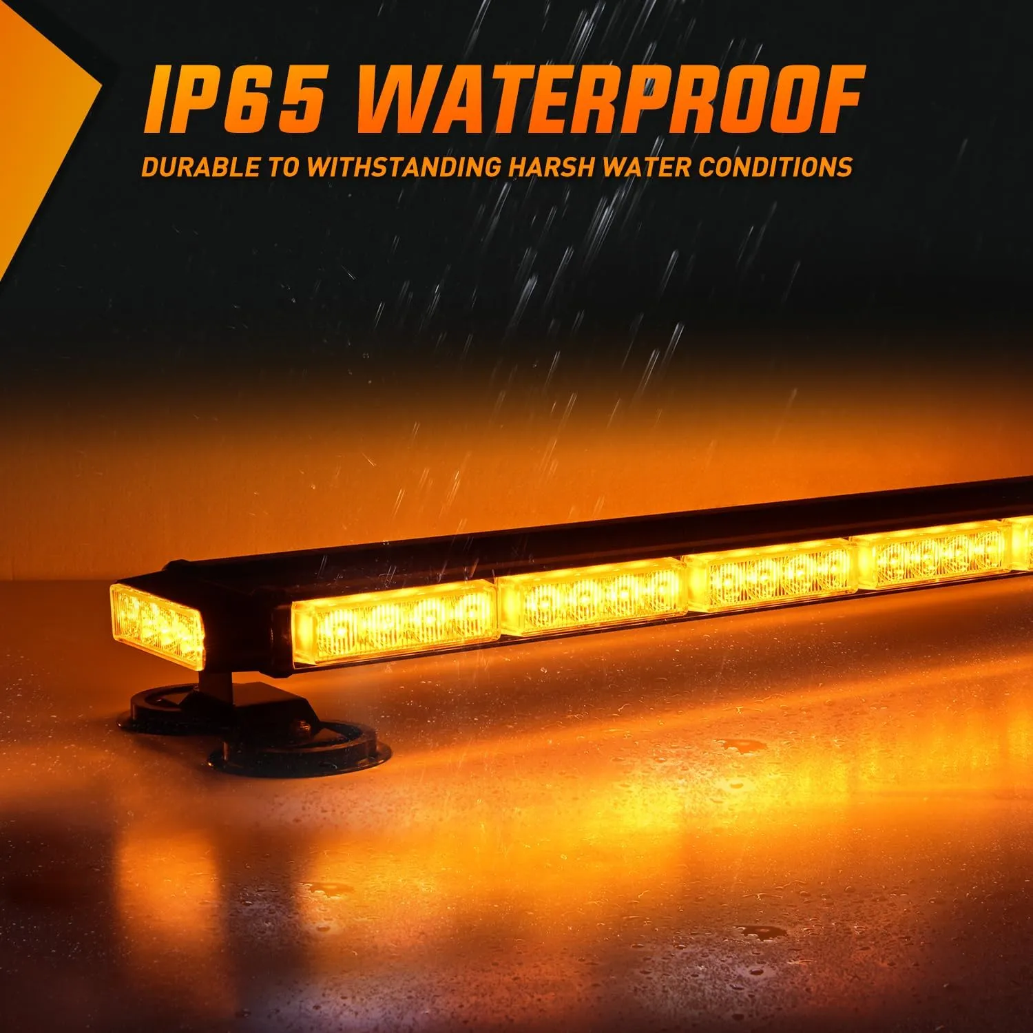 29.5 Inch Roof Top Amber Strobe Lights 56LED Hazard Emergency Warning Light Bar Magnetic Mount