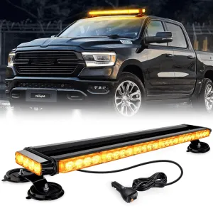 29.5 Inch Roof Top Amber Strobe Lights 56LED Hazard Emergency Warning Light Bar Magnetic Mount