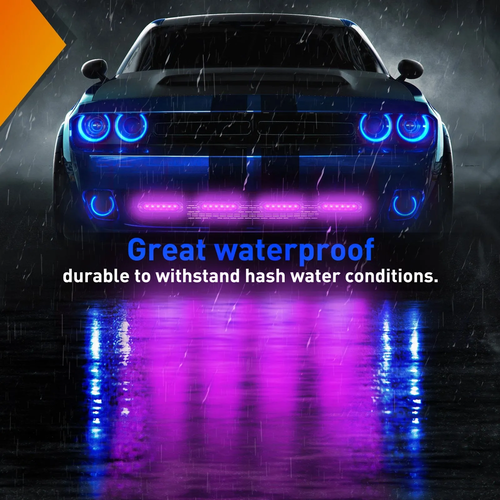 4PCS 6 LED Purple Emergency Warning Strobe Lights