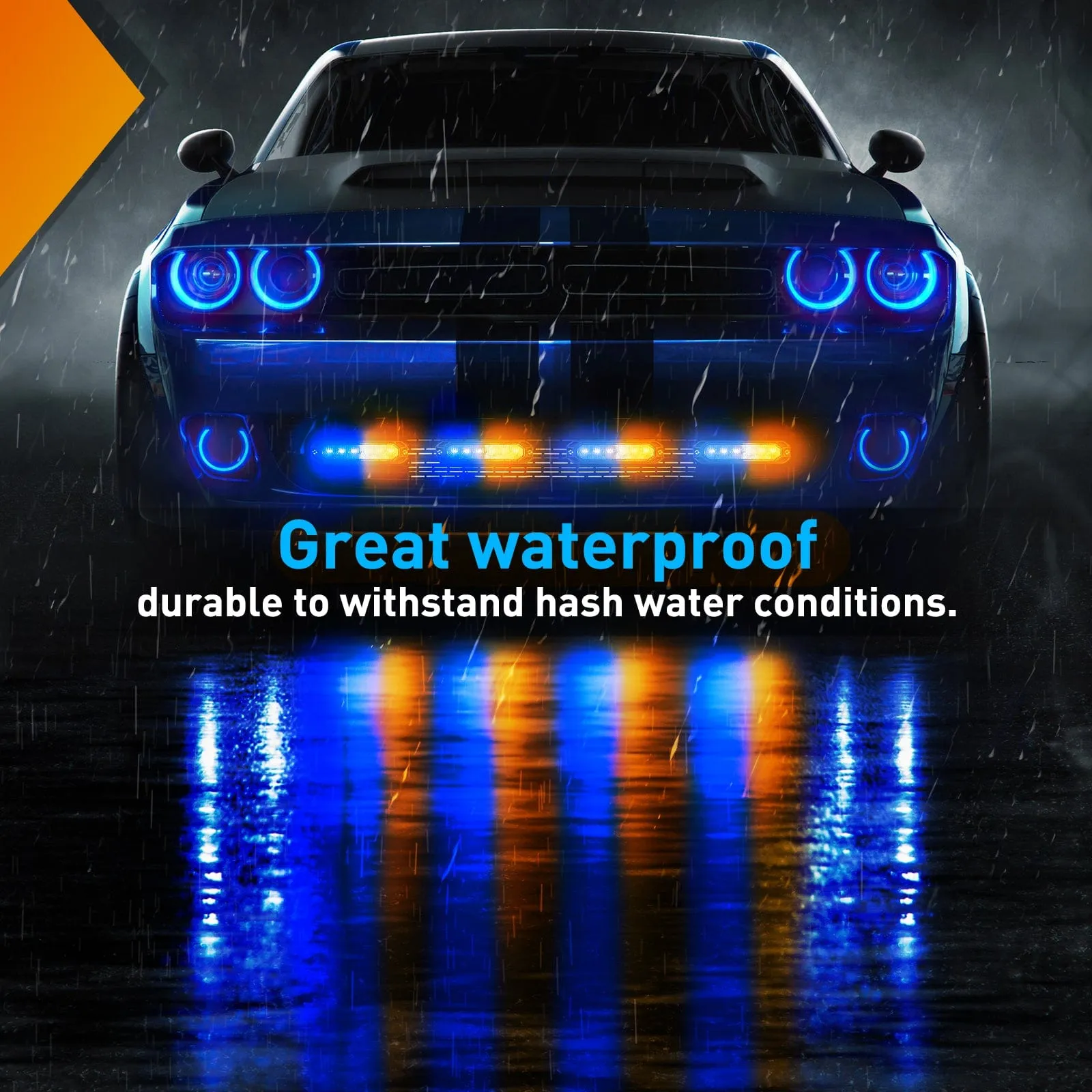 4PCS 6 LED Yellow and Blue Emergency Warning Strobe Lights