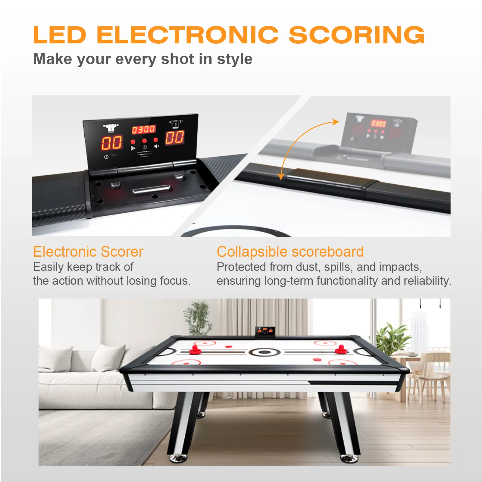72" Indoor Air Hockey Table with LED Scoreboard