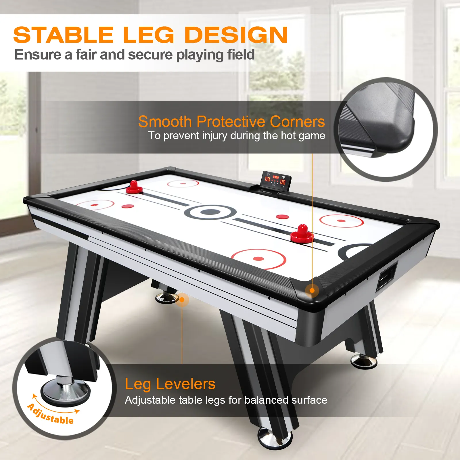 72" Indoor Air Hockey Table with LED Scoreboard