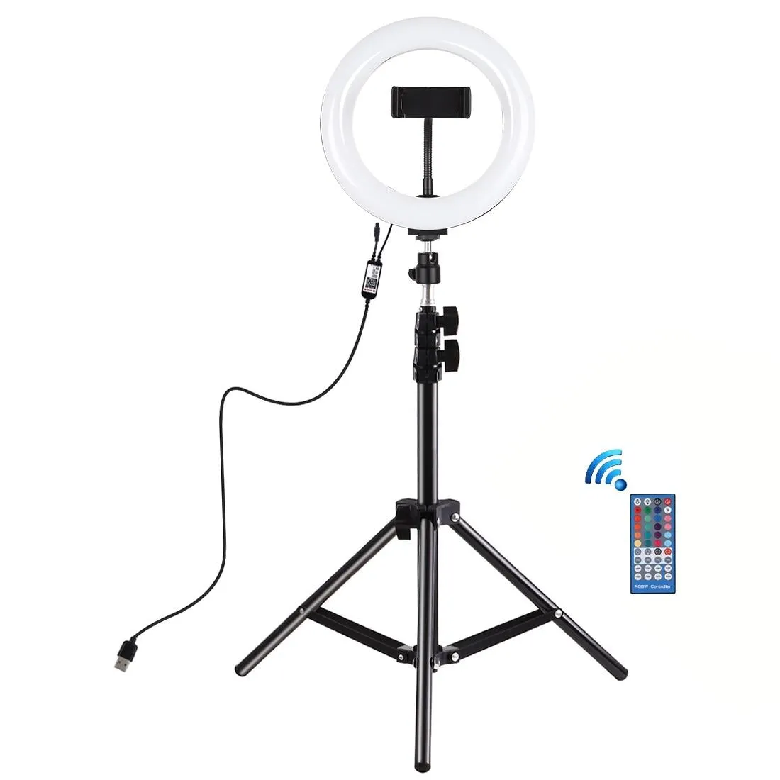 7.9 Usb Rgb Light with Dual Colour Temperature & Tripod Mount for Vlogging and Selfie Photography - Black