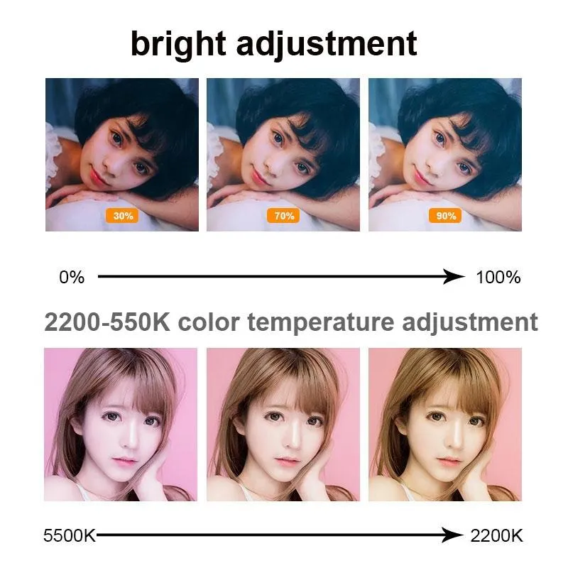 Adjustable 6 Led Ring Light with Strong Clip - 2m Desktop Computer Clip Light