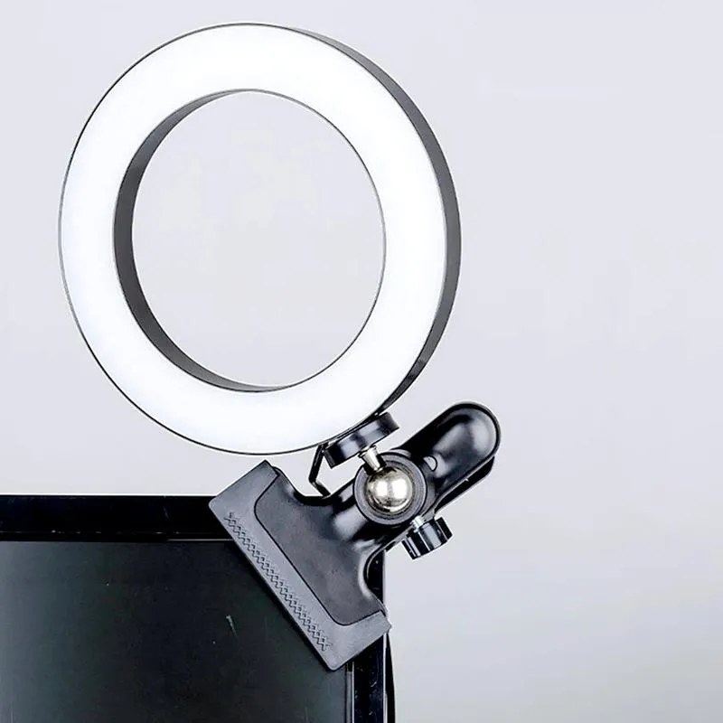 Adjustable 6 Led Ring Light with Strong Clip - 2m Desktop Computer Clip Light