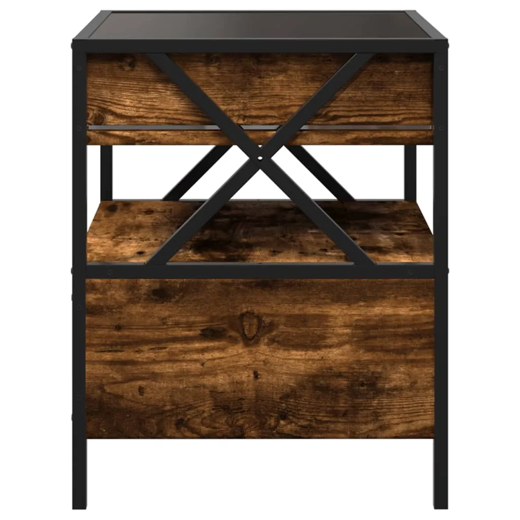 Bedside Table with Infinity LED Smoked Oak 40x40x51 cm
