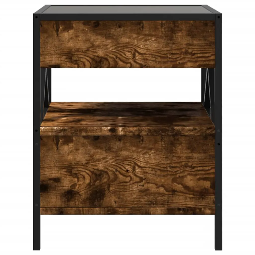 Bedside Table with Infinity LED Smoked Oak 40x40x51 cm