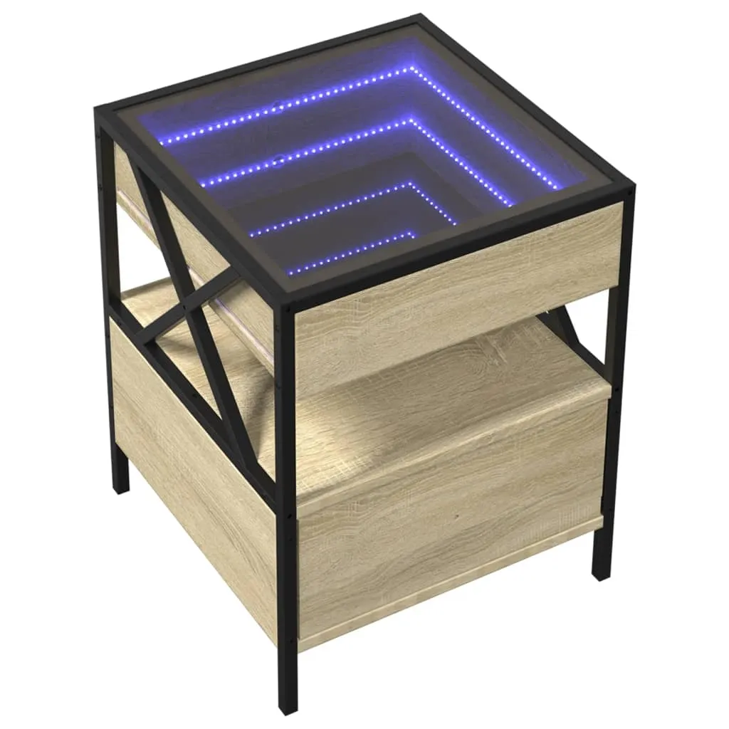 Bedside Table with Infinity LED Sonoma Oak 40x40x51 cm