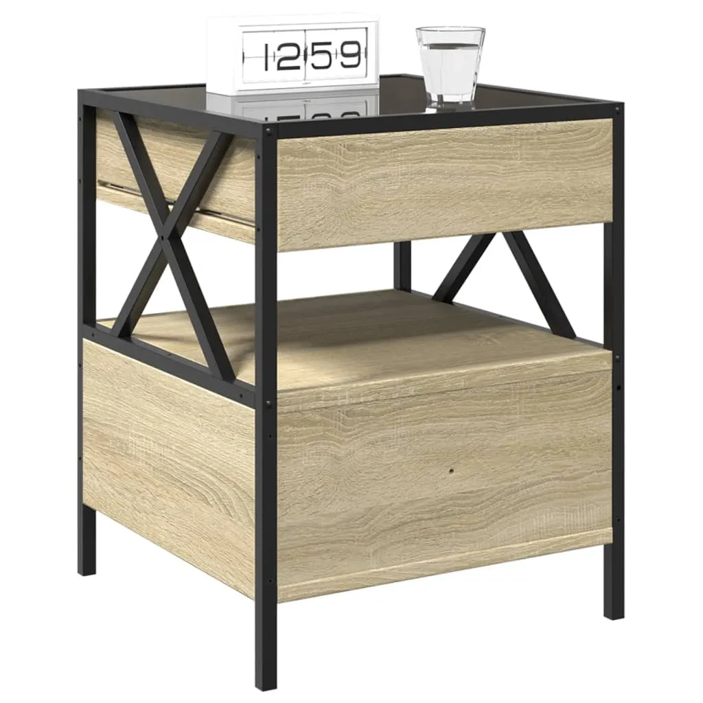 Bedside Table with Infinity LED Sonoma Oak 40x40x51 cm