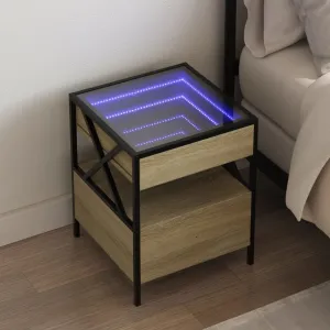Bedside Table with Infinity LED Sonoma Oak 40x40x51 cm