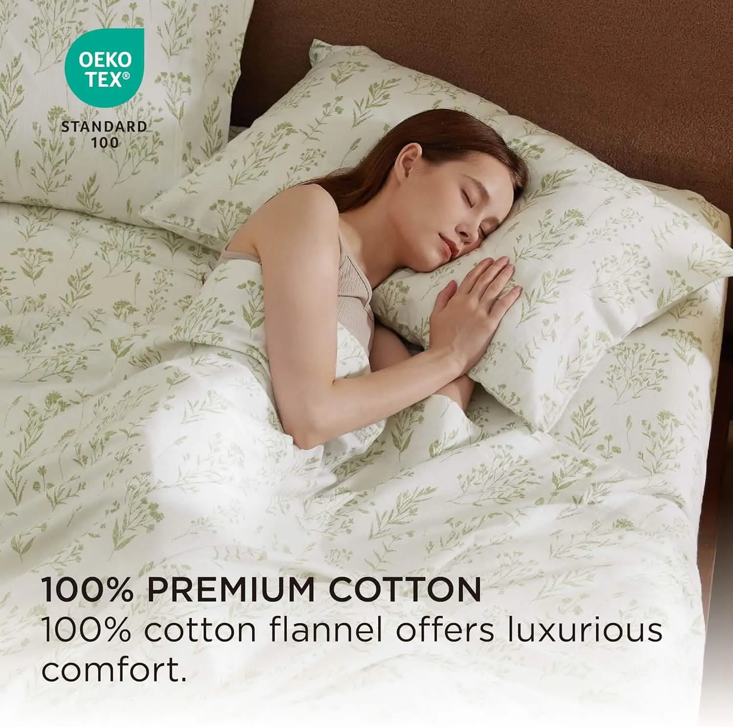Bedsure 100% Cotton Flannel Sheets Aqua Gray