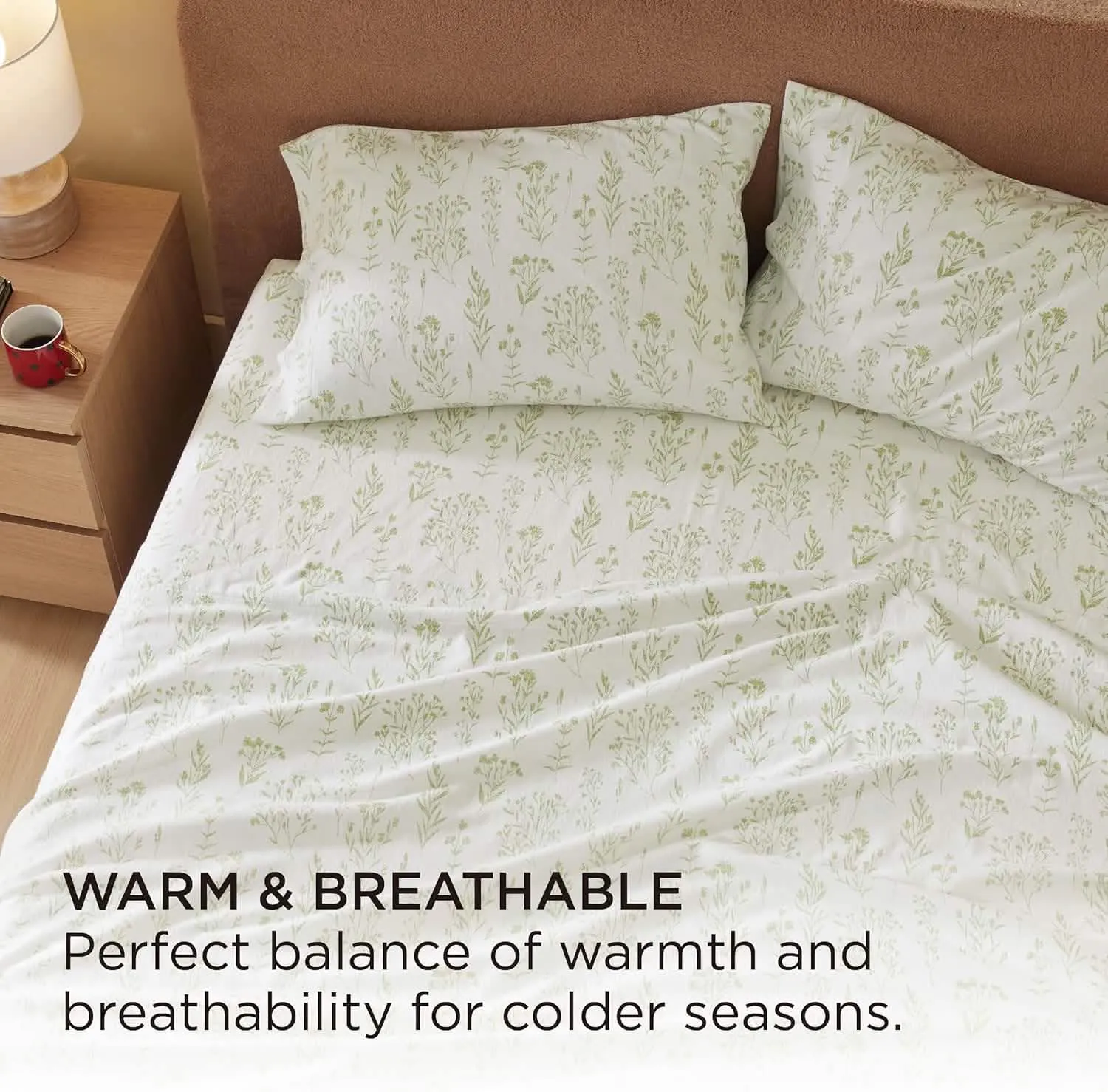 Bedsure 100% Cotton Flannel Sheets Aqua Gray