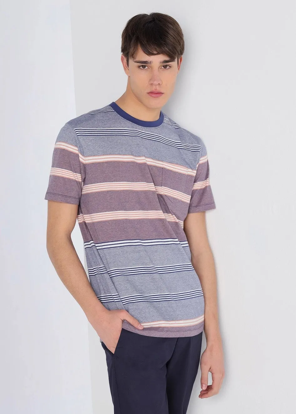 Bendorff striped cotton t-shirt blue/purple