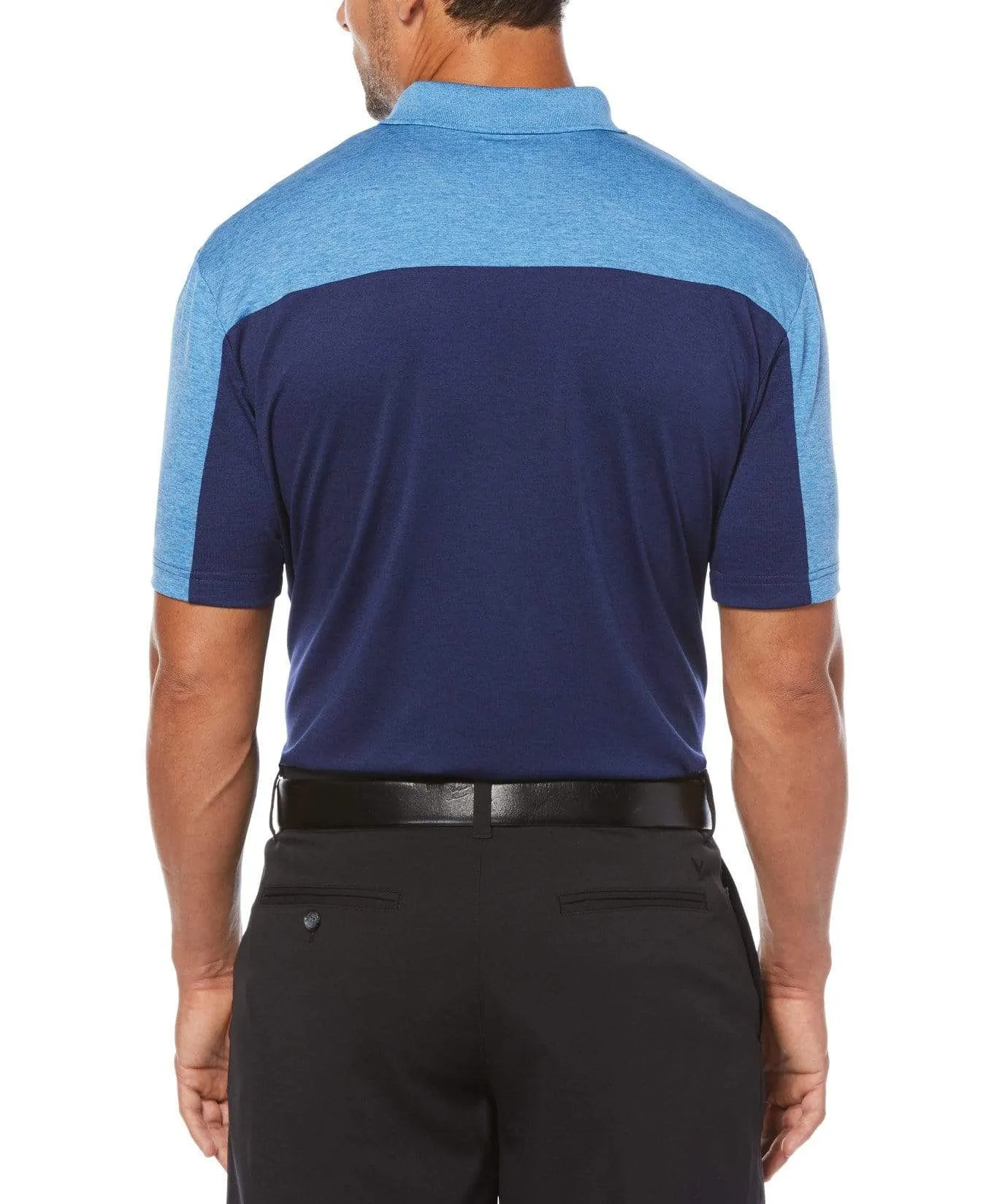 Big & Tall Ventilated Heathered Color Block Polo with Chevron