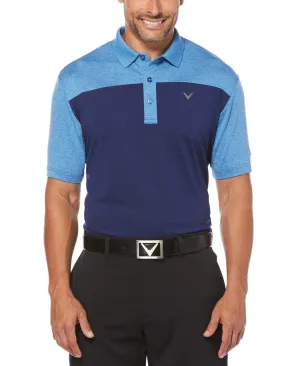 Big & Tall Ventilated Heathered Color Block Polo with Chevron