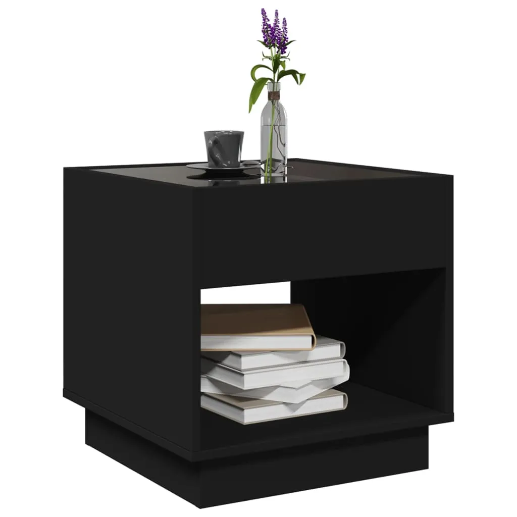 Coffee Table with Infinity LED Black 50x50x50 cm