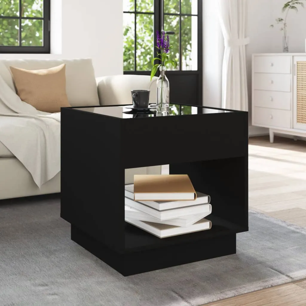 Coffee Table with Infinity LED Black 50x50x50 cm
