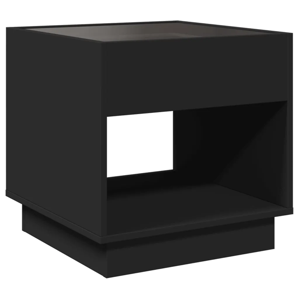 Coffee Table with Infinity LED Black 50x50x50 cm