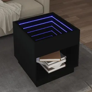 Coffee Table with Infinity LED Black 50x50x50 cm