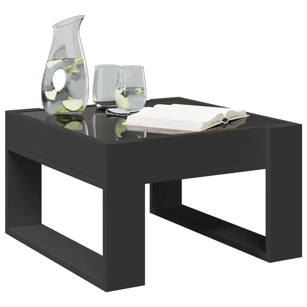 Coffee Table with Infinity LED Black 50x53x30 cm