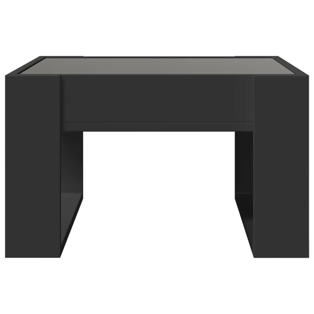 Coffee Table with Infinity LED Black 50x53x30 cm