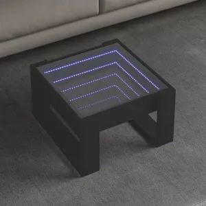 Coffee Table with Infinity LED Black 50x53x30 cm