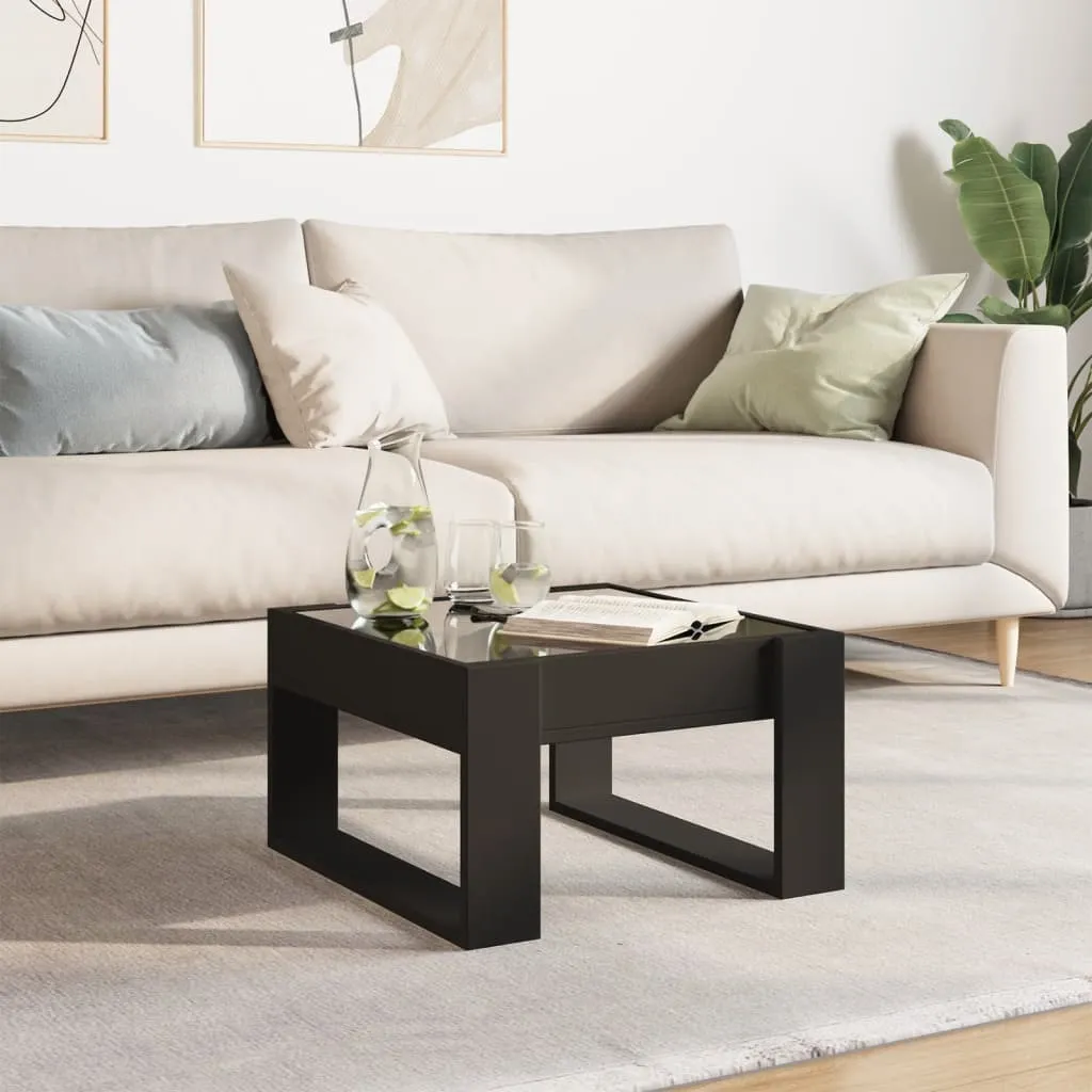 Coffee Table with Infinity LED Black 50x53x30 cm