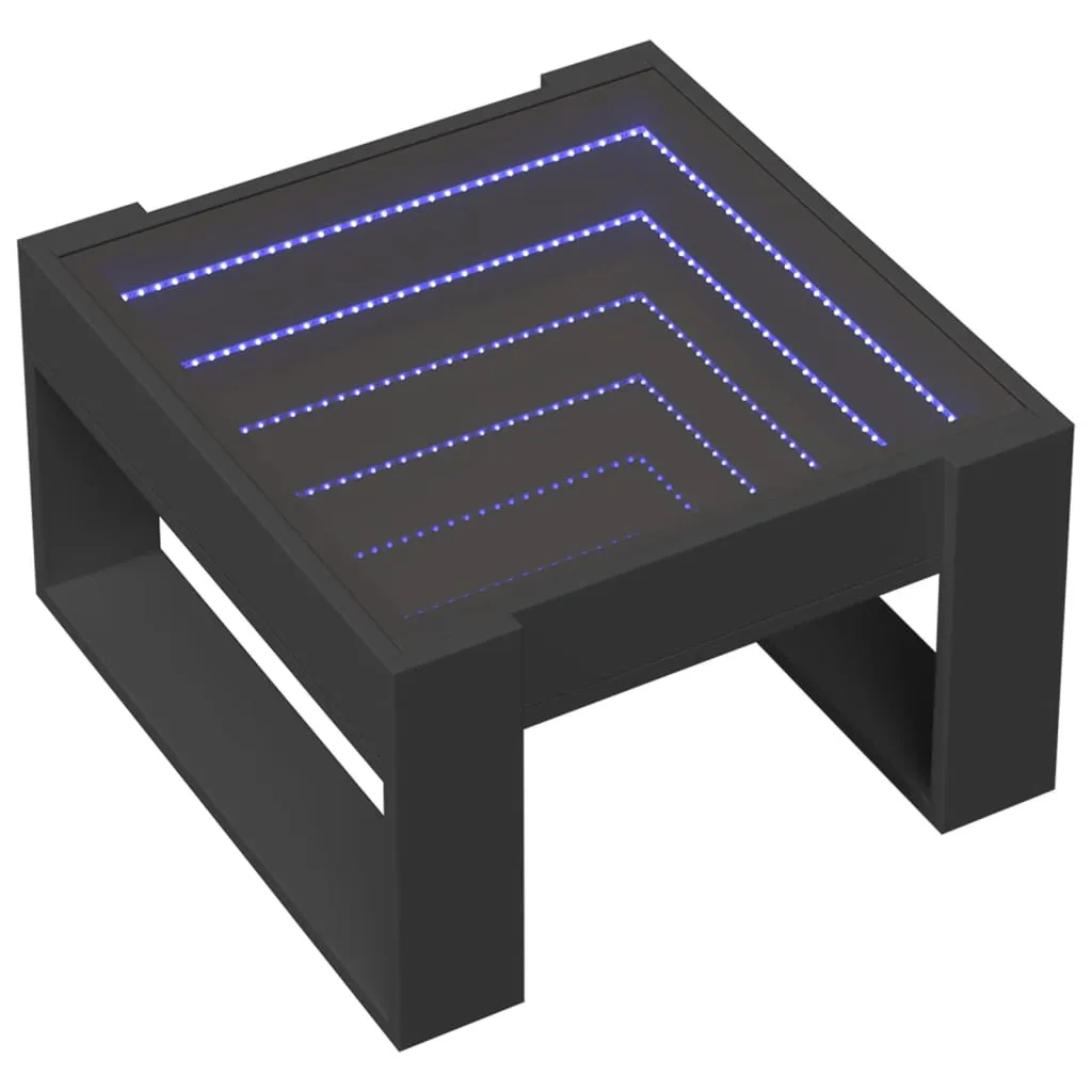 Coffee Table with Infinity LED Black 50x53x30 cm