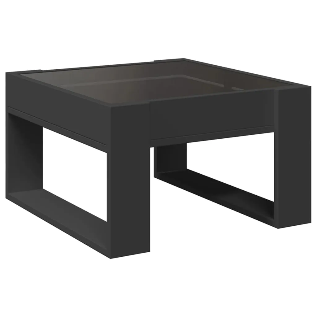 Coffee Table with Infinity LED Black 50x53x30 cm