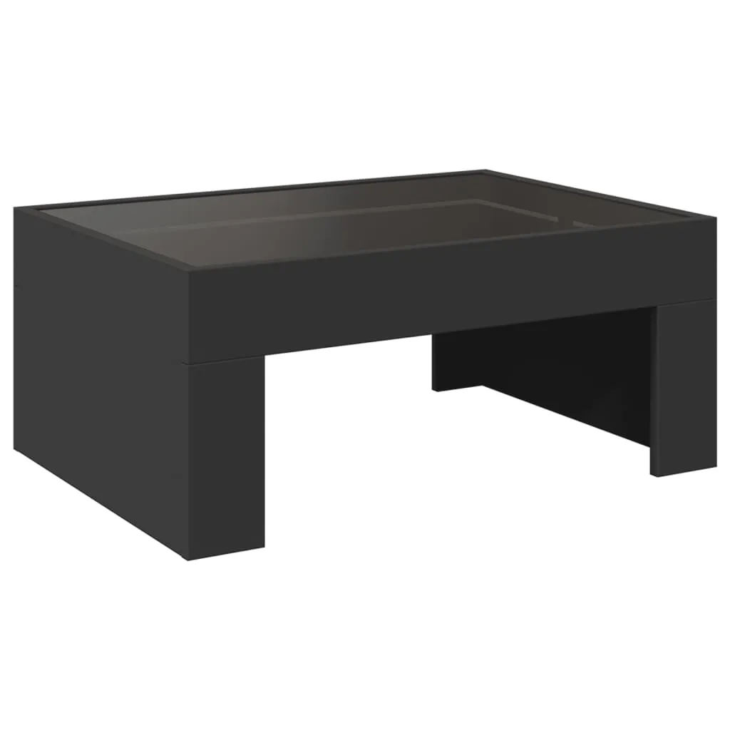 Coffee Table with Infinity LED Black 70x50x30 cm