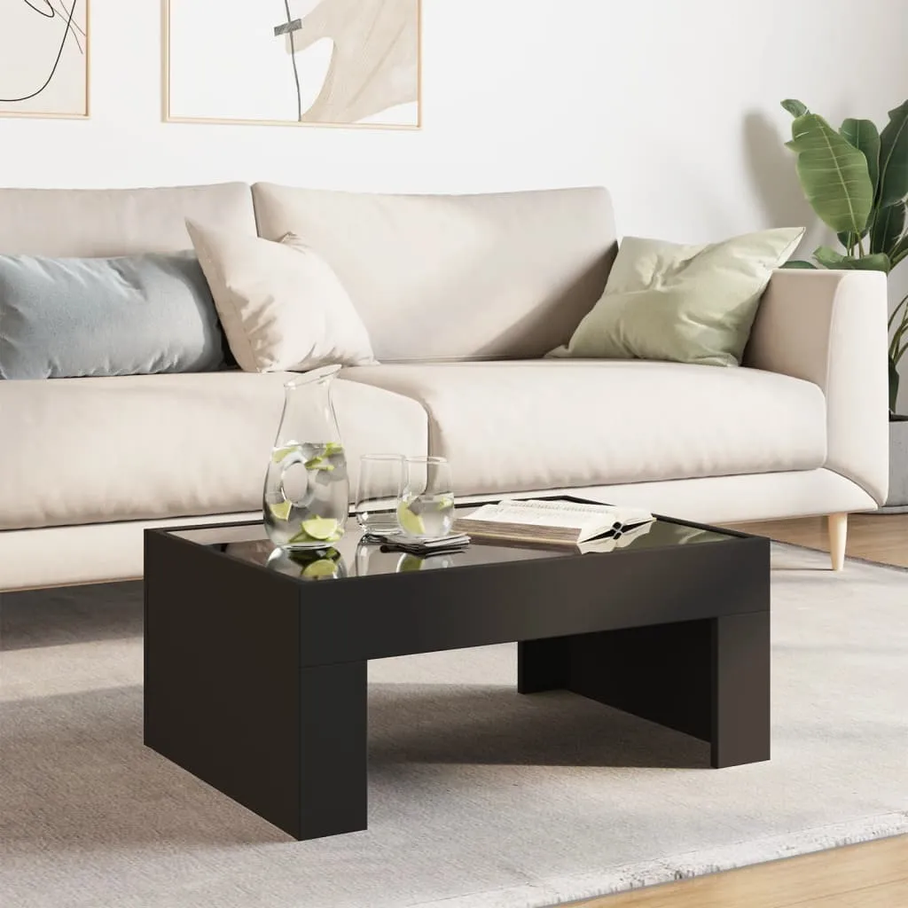 Coffee Table with Infinity LED Black 70x50x30 cm