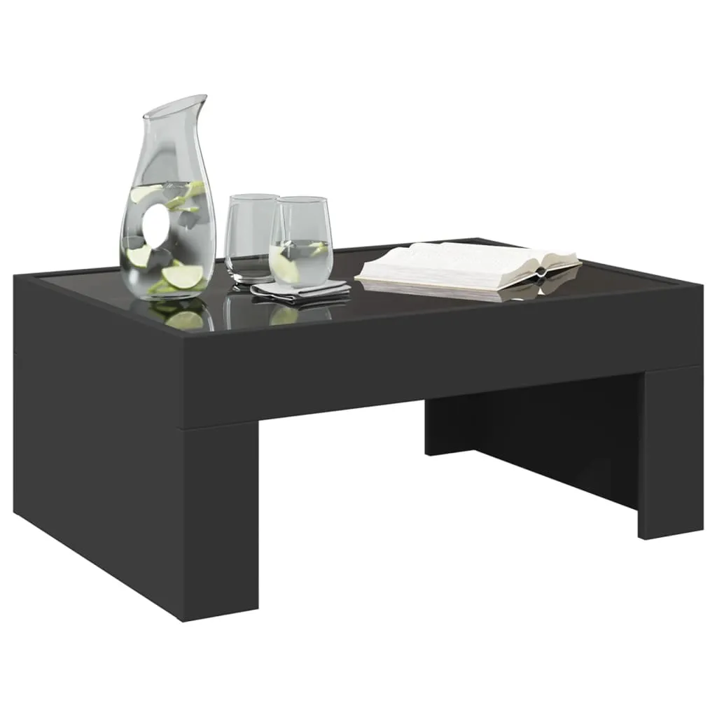 Coffee Table with Infinity LED Black 70x50x30 cm