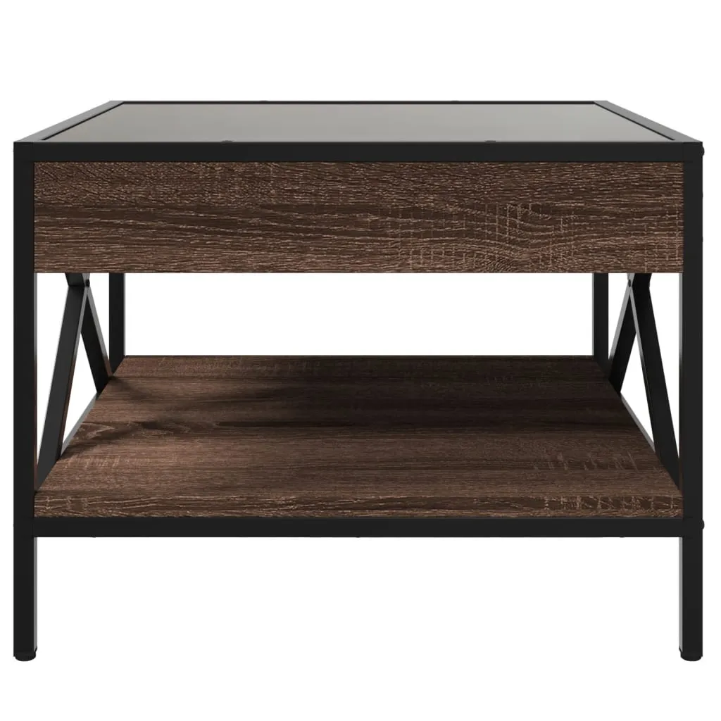 Coffee Table with Infinity LED Brown Oak 50x50x38 cm