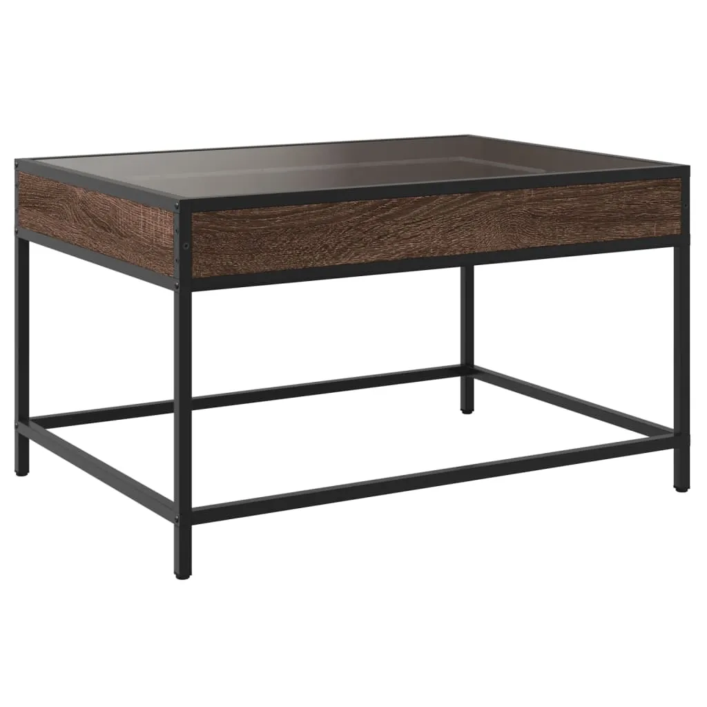 Coffee Table with Infinity LED Brown Oak 70x50x41 cm