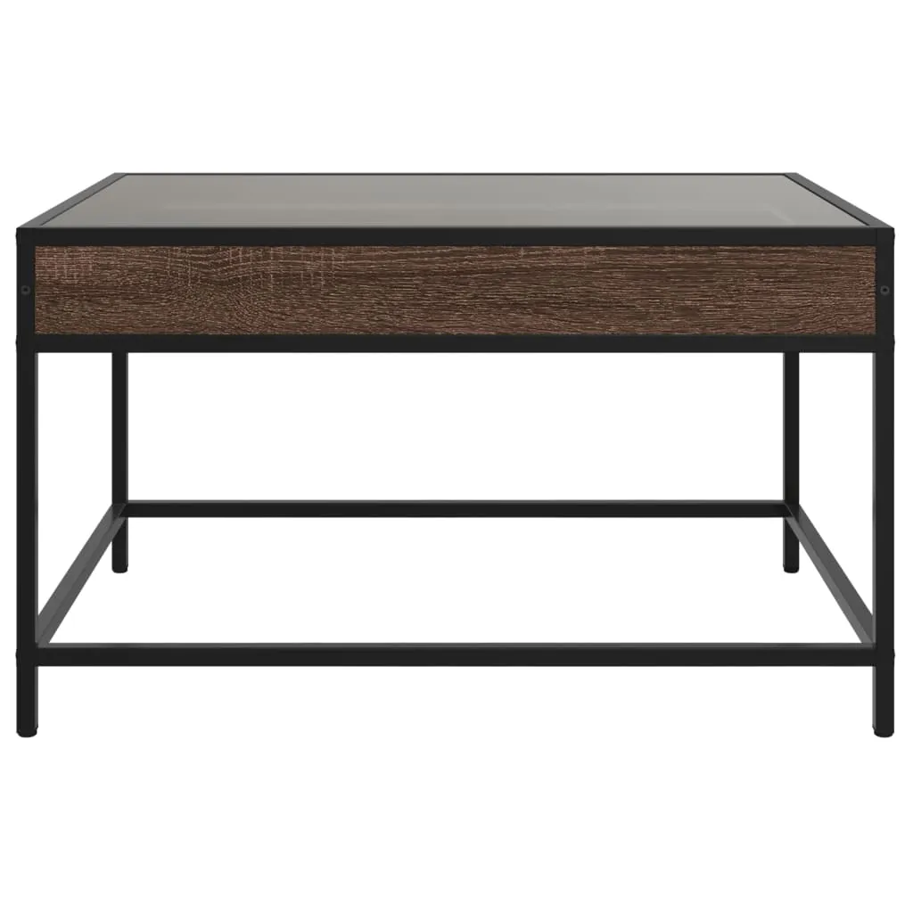 Coffee Table with Infinity LED Brown Oak 70x50x41 cm