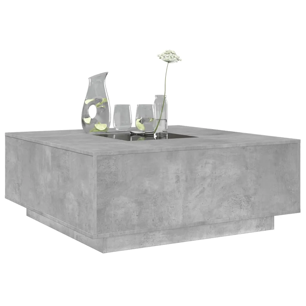 Coffee Table with Infinity LED Concrete Grey 100x100x40 cm