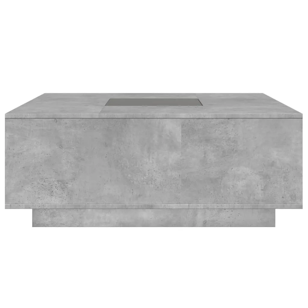 Coffee Table with Infinity LED Concrete Grey 100x100x40 cm