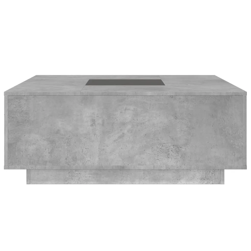 Coffee Table with Infinity LED Concrete Grey 100x100x40 cm