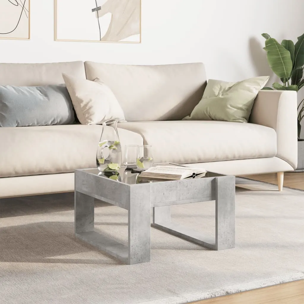 Coffee Table with Infinity LED Concrete Grey 50x53x30 cm