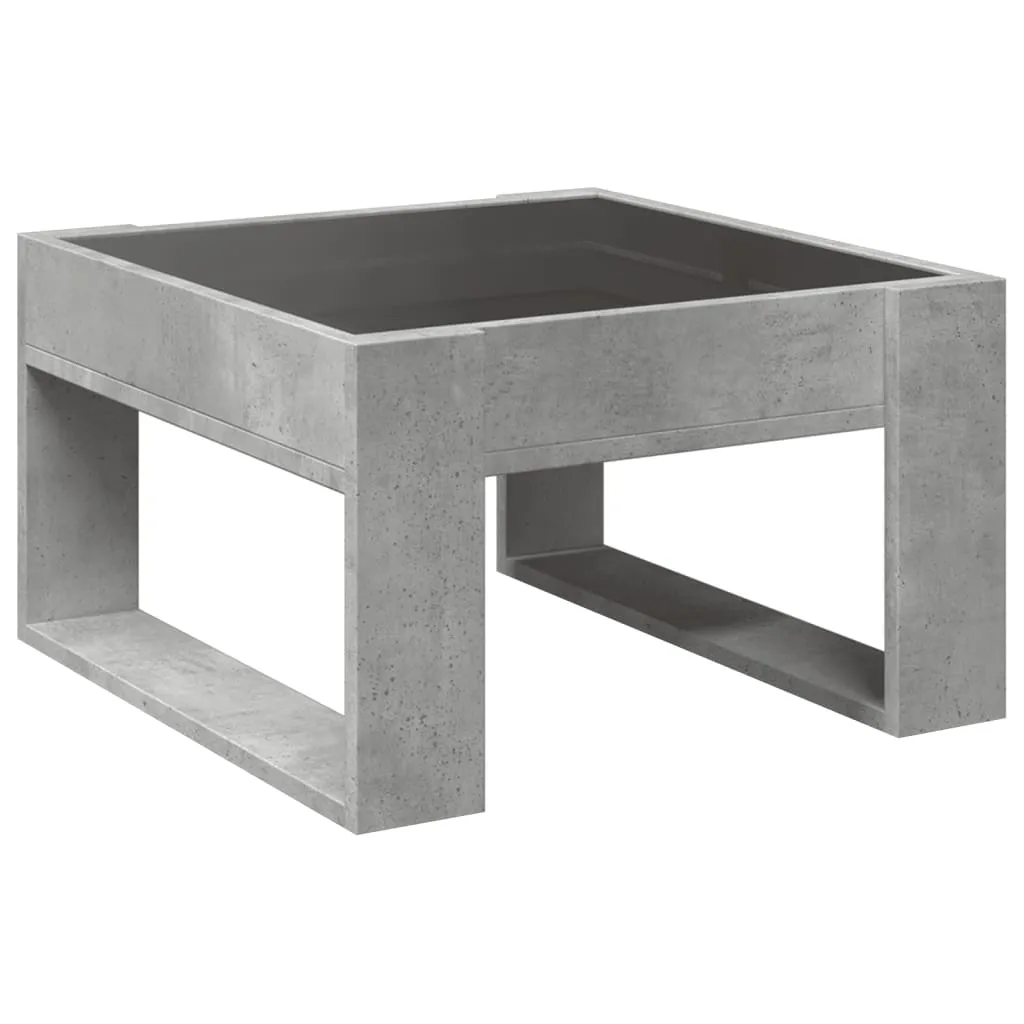 Coffee Table with Infinity LED Concrete Grey 50x53x30 cm