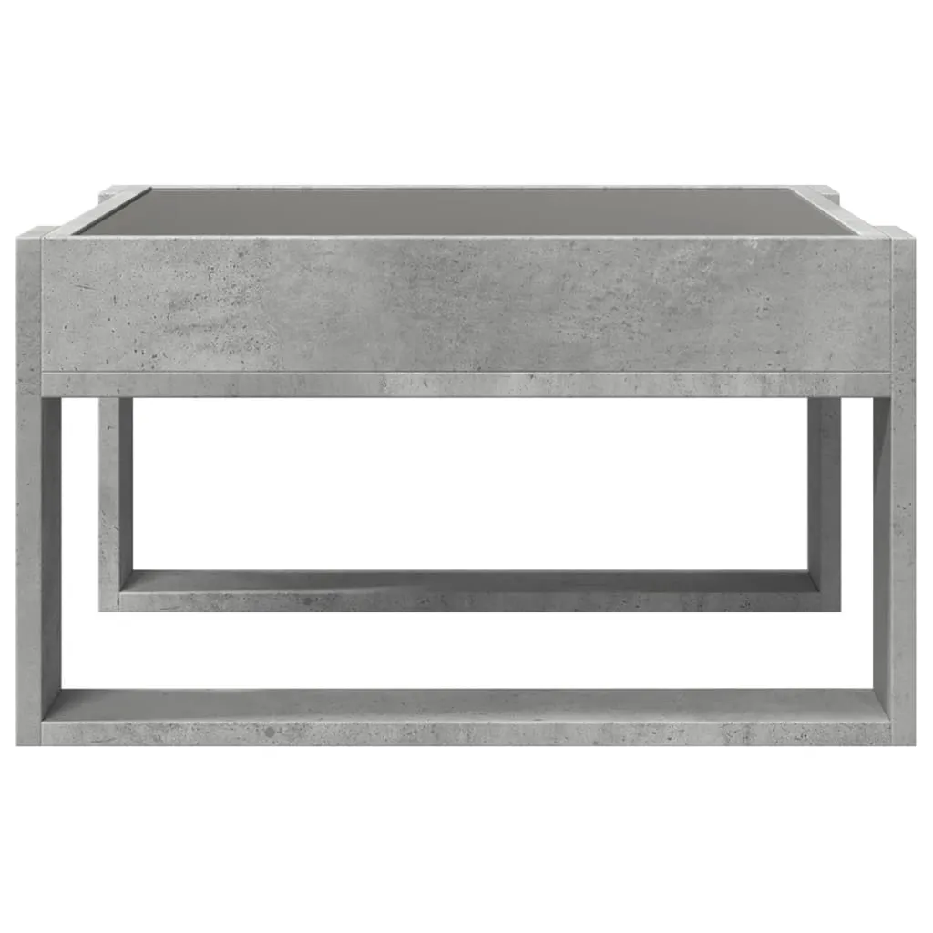 Coffee Table with Infinity LED Concrete Grey 50x53x30 cm