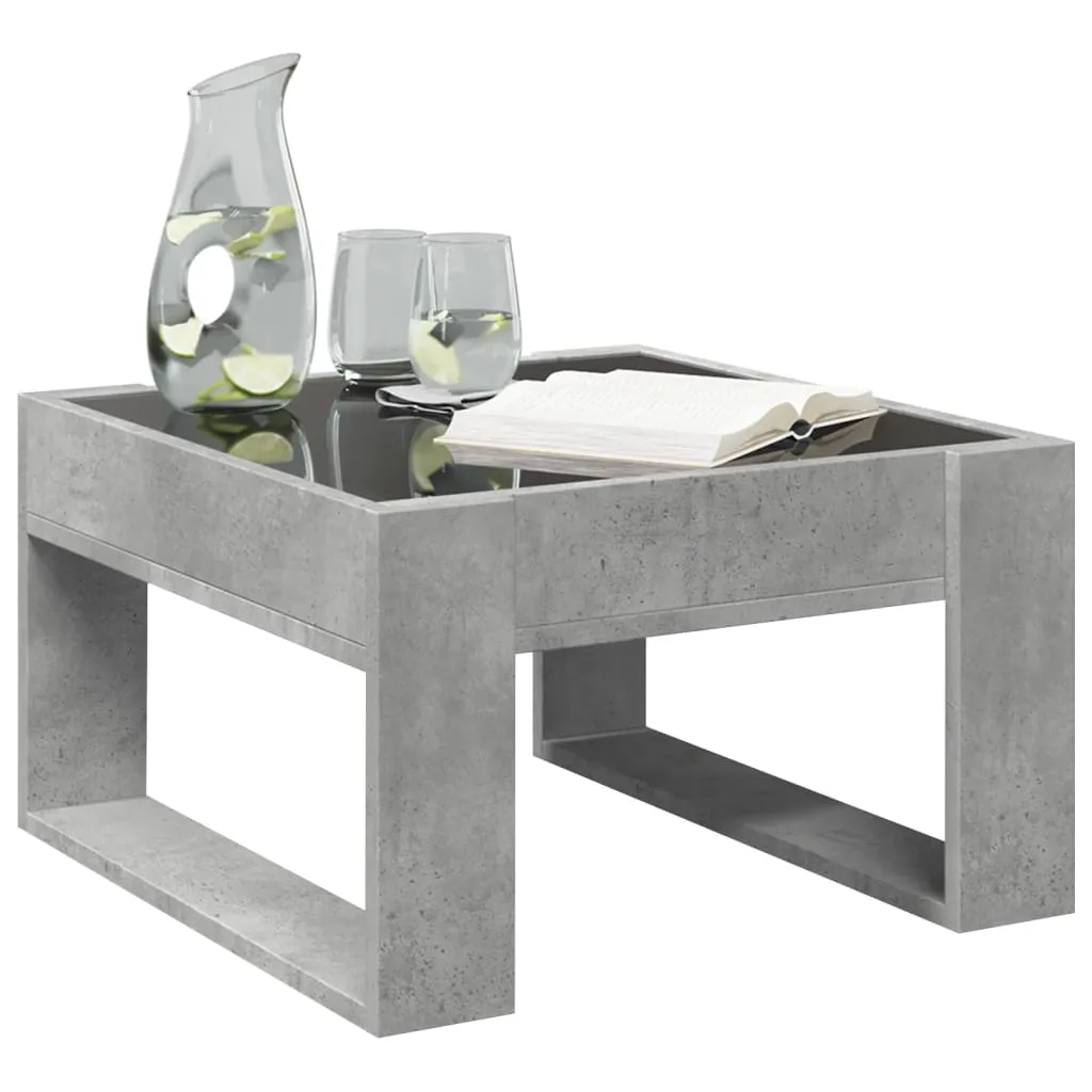 Coffee Table with Infinity LED Concrete Grey 50x53x30 cm