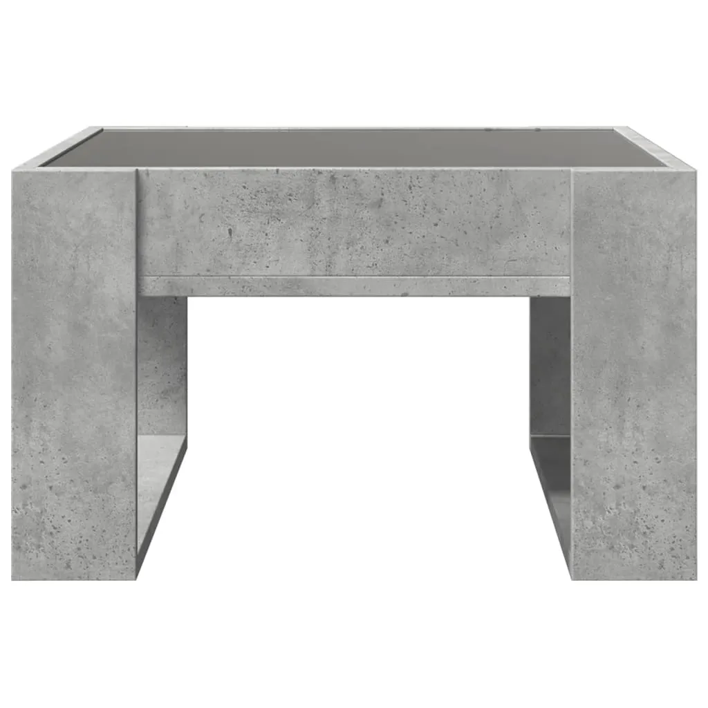 Coffee Table with Infinity LED Concrete Grey 50x53x30 cm