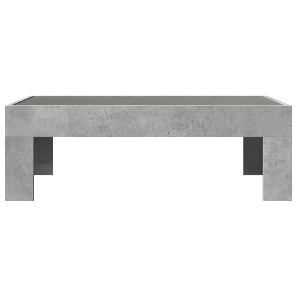 Coffee Table with Infinity LED Concrete Grey 90x50x30 cm