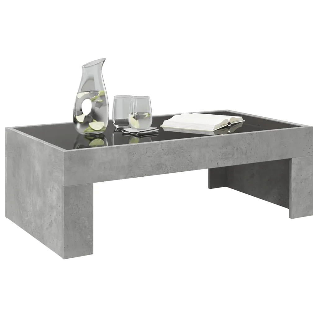 Coffee Table with Infinity LED Concrete Grey 90x50x30 cm