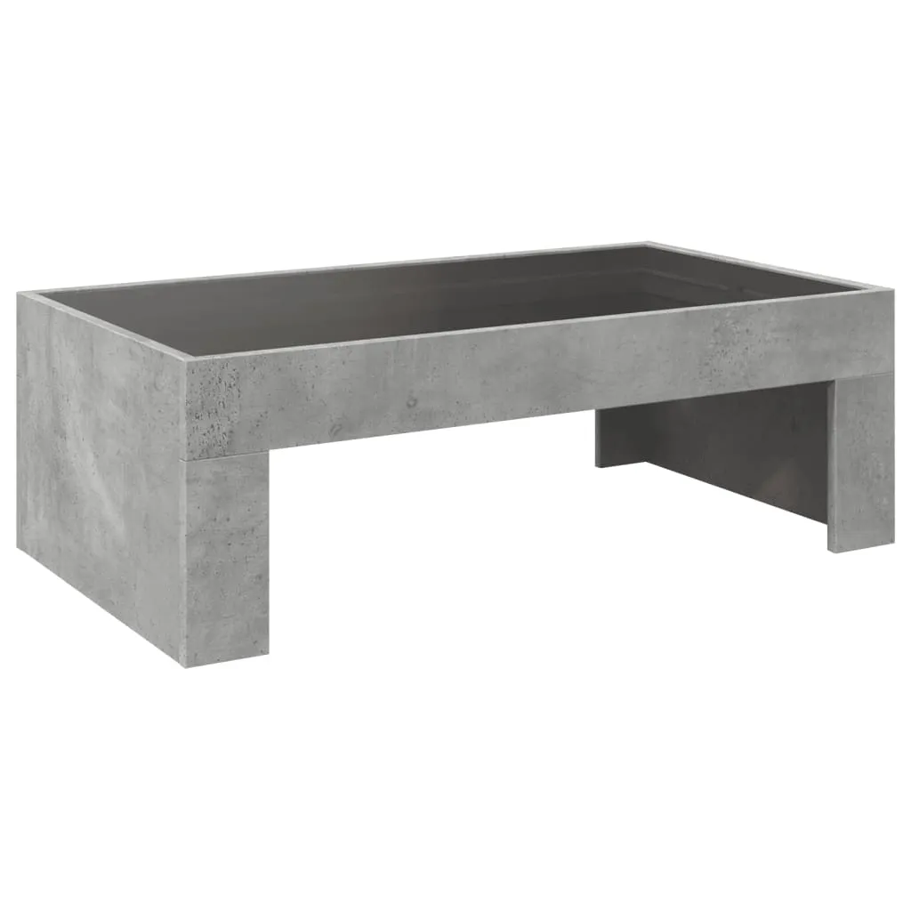 Coffee Table with Infinity LED Concrete Grey 90x50x30 cm