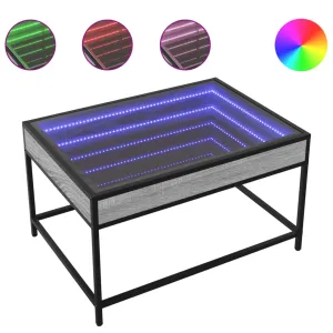 Coffee Table with Infinity LED Grey Sonoma 70x50x41 cm
